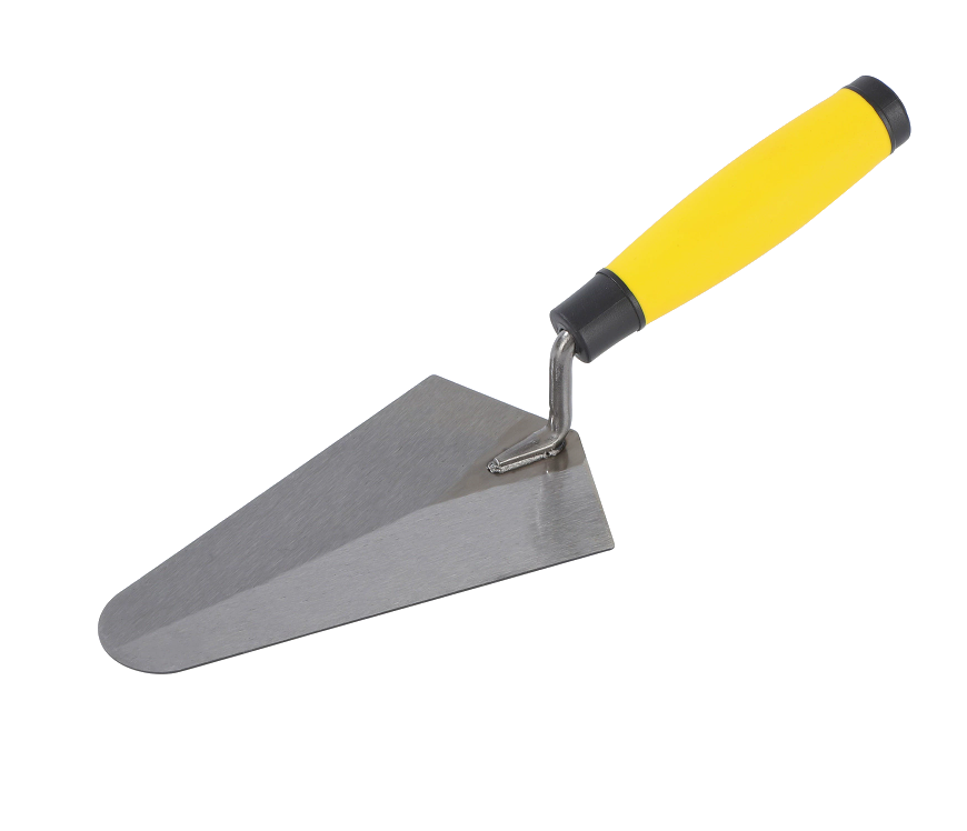 Brick Trowel — Philadelphia pattern, TPR soft-grip handle, stainless steel blade