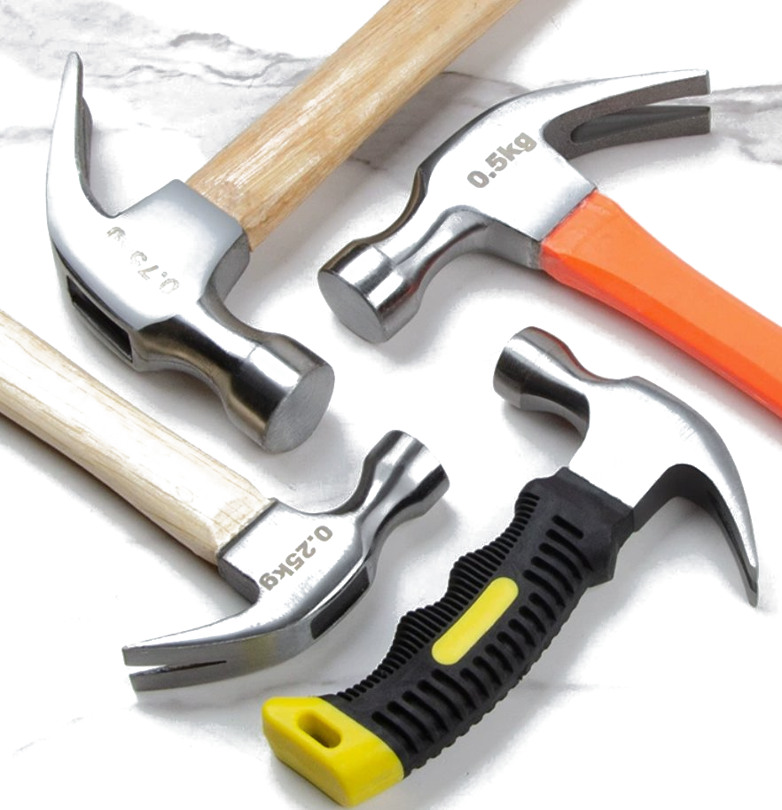 4 hammers — 0.25/0.5/0.75kg sizes, mixed handle types