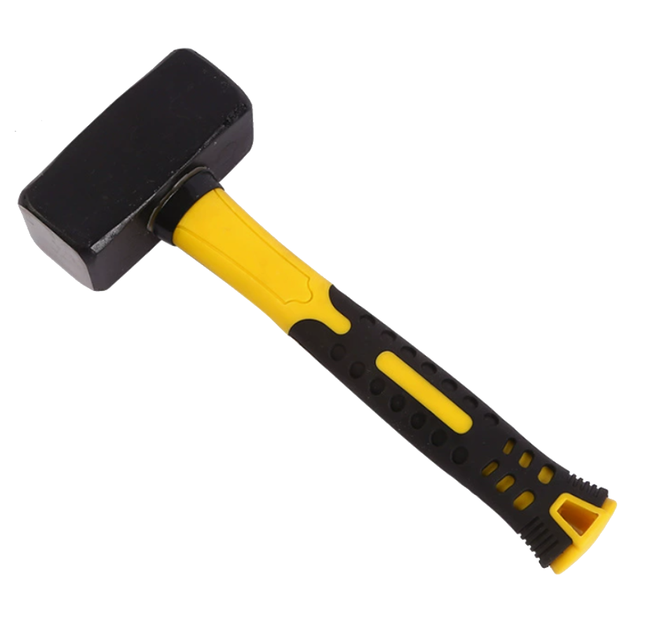 Stonemason's Hammer — square black head, yellow/black TPR grip