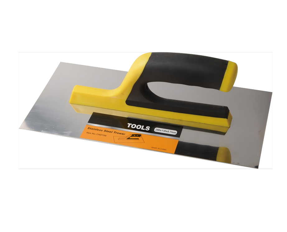 Hand Trowel — D-handle, yellow/black PP+TPR grip, stainless steel blade